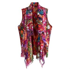 ANU floral wool fringe vest
